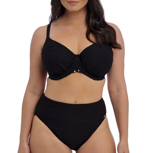 Image of Fantasie Swim Women's Beach Waves Underwire Gathered Full Cup Bikini Top, Black, 40DD