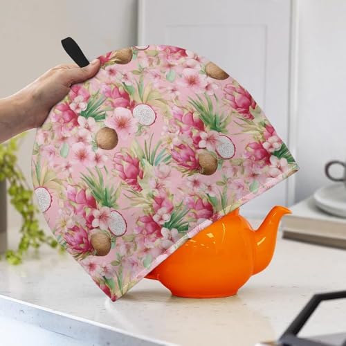 Image of Hawaiian Large Tea Cozy for Teapot Coconut Print Extra Thick Tea Pot Cover Home Kitchen Decoration Insulated Teapot Cozy Dust Kitchen Accessories for Home Daily