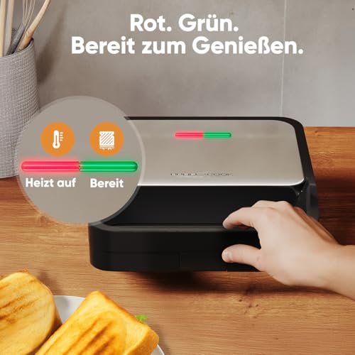 ProfiCook® Sandwichmaker | muschelförmige Sandwiches mit extra viel Füllung | antihaftbeschichtet | XXL-Toastscheiben | 750 Watt Toaster Sandwichtoaster | Backampel | Sandwich Maker | PC ST 1297