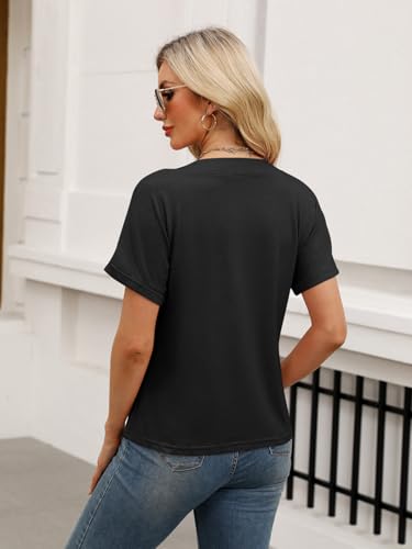 Womens Summer Tops Short Sleeve Button Down Shirts Casual V Neck T Shirts Trendy Tunic Tops4