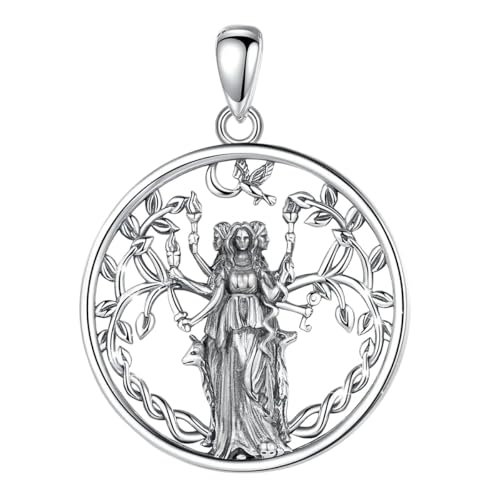 Pendentif amulette hécate en argent, le cadeau triple lune idéal pour femme