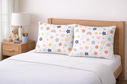 Image of Microfiber Pillow Cover 17x27 Inch (Pack of 2) | Soft & Durable | Ideal for Bed & Sofa Rainbow Splash