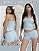 Avidlove Women Cami Pajama Set Sexy Lingerie Side Slit Sleepwear Lace Trim Short PJ Set with Shorts Light Blue S