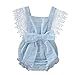 Produktbild REALIKE Kinder Mädchen Baby Ärmellos-Body im Mode Spitze Patchwork Bogen Jumpsuit Elegant Rüschen Einfarbig Taste Achselbody im Sommerkleid Prinzessin Kleidung