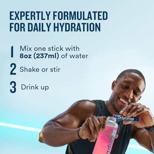 Image of DripDrop Hydration Packets - Berry - Single Serve Electrolytes Powder Drink Mix - Non-GMO, Gluten Free, Vegan - 32 Sticks