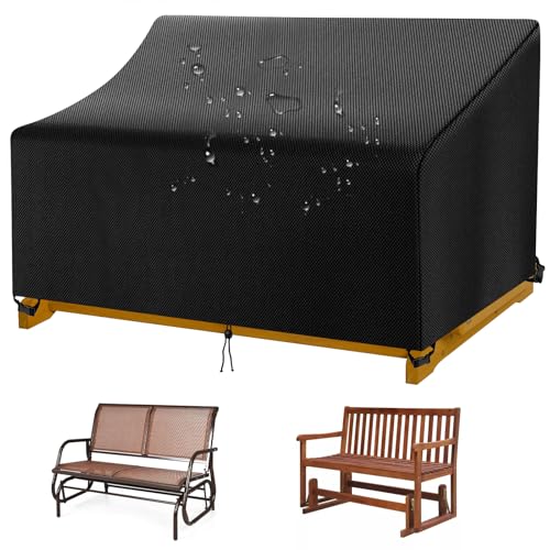 DSWCKNVK Outdoor Glider Bench Cover,Suitable for Glider Bench for Outside Patio,2-Person Patio Glider Rocking Chair Cover,420D Waterproof Oxford Cloth,Sunshade Rainproof (Black,44 * 30 * 24/35in)