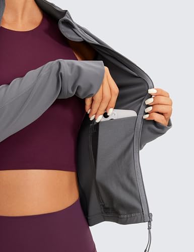 Image of CRZ YOGA Butterluxe Jackets Waist Length | Extremely Soft, Athletic, Slim Fit, Full Zip, Side Pockets, Thumb Holes, for Women
