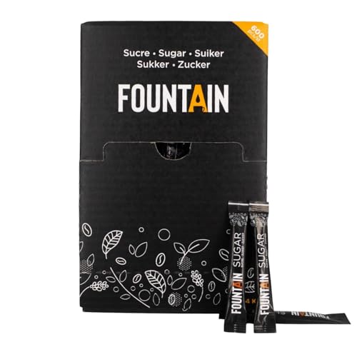 Fountain - Sachet de sucre blanc - Sucre en dosette individuelle de 4 gr dans une boîte distributrice - idéal pour tasse de café - 4 gr x 600 pièces