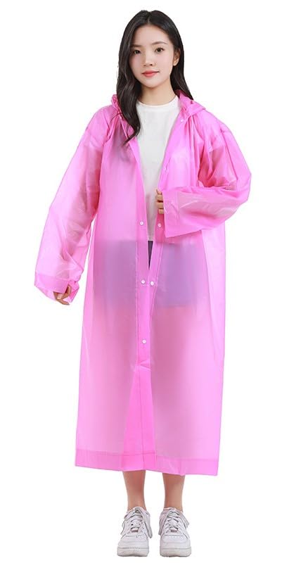 Image of Rain Ponchos for Adults, Reusable PEVA Rain Coats for Women Men Waterproof Lightweight Long Rain Jackets with Hood