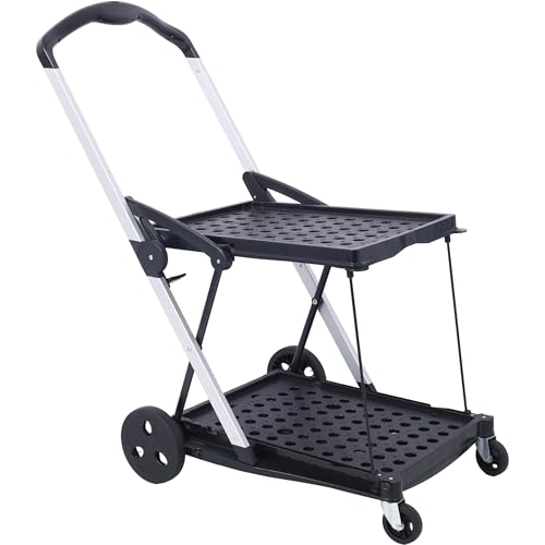 Chariot pliable pour entrepôt et courses avec double panier utilitaire robuste - 4