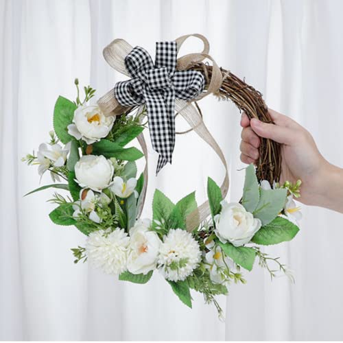 Astryas Artificial Flowers, White Fake Peony Silk Hydrangea Bouquet Decor Plastic Carnations Realistic Flower Arrangements For Cemetery Wedding Home Decoration (White&Champagne) #TOP6