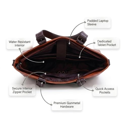 Image of VISMIINTREND Stylish Leather Office Laptop Tote Bag for Women| Shoulder Work Hand Bags for Women | College Bag for Girls | Fits 13 inch,14 inch, 15.6 inch Macbook Laptops