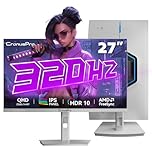 CronusPro 27 Inch Gaming Monitor, 320Hz, White, 2K QHD (2560 x 1440) Tilt/Swivel/Height Adjustable, 1ms Fast-IPS Panel, AMD FreeSync, Low Blue Light, HDMI/DisplayPort, Computer Monitor VESA 75x75mm
