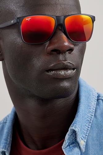 Maui Jim Pure Collection Pailolo W/Patented Polarizedplus2 Lenses Rectangle Sunglasses, Translucent Matte Grey/Hawaii Lava Polarized, Large3