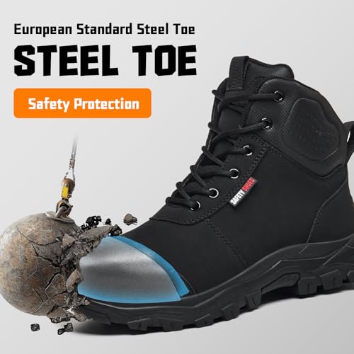 Image of Work Boots for Men,Lightweight Breathable High Top Steel Toe Boots,Unbreakable Steel Toe Shoes,Non Slip Safety Work Shoes.