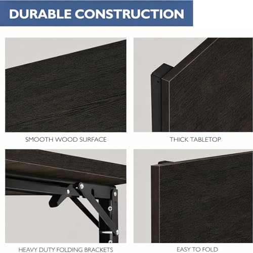 Image of Enigmatic Woodworks Wall Mounted Folding Study Table | Space Saving Foldable Laptop Desk for Home & Office | Engineered Wood Wall Mount Table (Wenge, 60 * 40 cm)