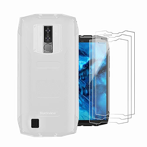 HYMY Funda para Blackview BV6800 Pro Blanco Lechoso Translúcido + 3 x Vidrio Templado Protectores Pantalla - TPU Silicona Cover Tapa Caso para Blackview BV6800 Pro (5.7
