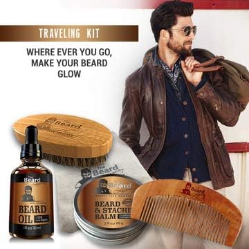ZEROPEST THEMONG Beard Grooming for Men Care - Beard Brush, Beard Comb, Unscented Beard Oil Leave-in Conditioner, Mustache & Beard Balm Butter Wax, Shaping & Growth Gift Set