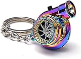 Schlüsselanhänger mit Turbolader, polierter Regenbogen-Turbo-Ladegerät, wiederaufladbar, elektrischer Turbo-Schlüsselanhänger mit Sounds und LED, Turbo-Schlüsselanhänger aus Metall