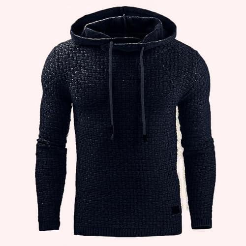 Hoodie For Men Solid Color Plaid Jacquard Sweatshirts Big And Tall Fall Winter Pullover Hooded Neck Sweatshirts3