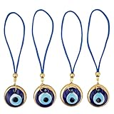 Erbulus Elephant and Glass Blue Evil Eye Wall Hanging - Turkish Nazar Bead Home Protection Charm - Blue Elephant Hanging Ornaments - Wall Decor Amulet