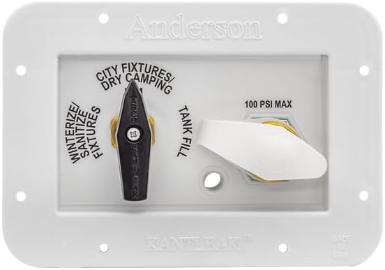 RV MANRV101-RF RV Water Service Panel with 4 Function, 3 Position Low Lead Brass Valve Supply for Tank Filling and Maintenance -FRV