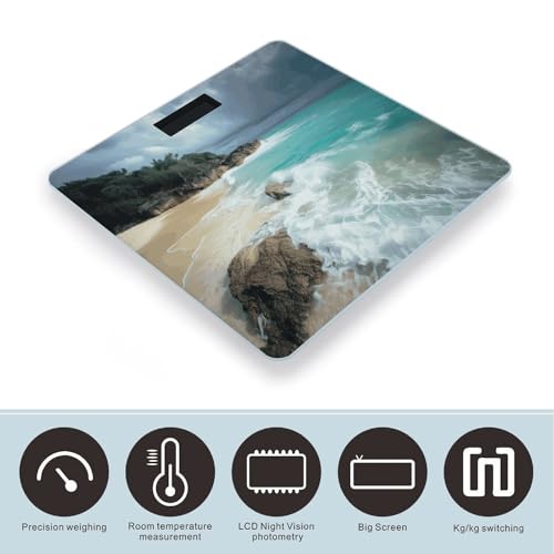 Báscula digital de baño Serene Coastal 26x26 cm vidrio templado miniatura 3