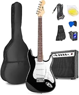 Max GigKit Full Size Electric Guitar Starter Kit inc 40W Combo Amplifier, Digital Tuner, Gig-Bag, Strap, Strings, Picks and Cable, Black