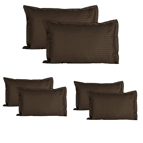 Image of HOUSE FOX Cotton Zip /Chain Pillow Covers /Cases /Protectors (NOT Pillow) Set of 3 Pair Or 6 Pcs,Size -18x28inch (Brown, 18 X 28 inch)