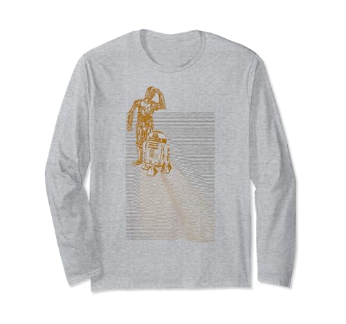 T-shirt Star Wars C-3PO & R2-D2 à manches longues et motif Line Ripple pour fan