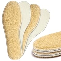 Flintronic 2 Pair Warm Wool Insoles, Soft Cosy Furry Lambswool Shoe Inserts for Men Women, Warm Fleece Wool Insoles for Shoes, Slippers, Boots