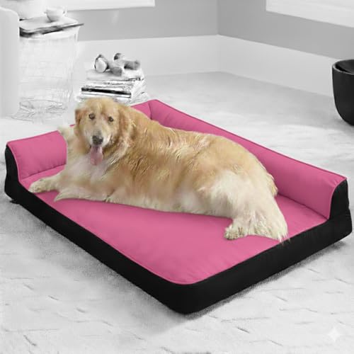 Image of Gorgeous Dog Beds Memory Foam Orthopadic Large Bed Waterproof Layer for Labrador, Bulldog, Retriever, Poodle, Large Breed Dogbed 36X27X4 Bed,Dark Grey (Pink-Black, 47x29x4)