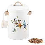 Navaris Tierfutter Aufbewahrung Vogel Design - 4,9L Volumen - Behälter für Vogelfutter - Hunde Trockenfutter Dose - Futterbox Hundefutter Katzenfutter - Tierfutterbehälter