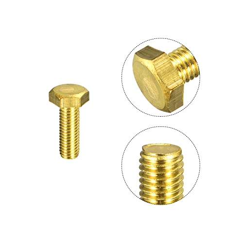 Image of uxcell Brass Hex Bolts, M10x30mm 5pcs Fully Thread Grade 4.8 Solid Brass Hexagon Head Bolt Machine Screws for Machinery