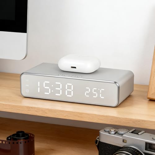 Réveil avec chargeur de téléphone et support incliné rétroéclairé - 4