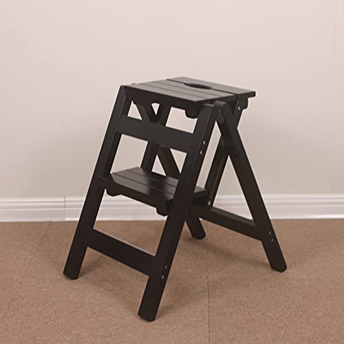 Taburete de madera plegable de 2 niveles para tareas del hogar