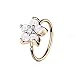Rose Gold IP Plated Opal Glitter Set Flower Petals CZ Center 316L Surgical Steel WildKlass Hoop Ring for Nose & Ear Cartilage (White)