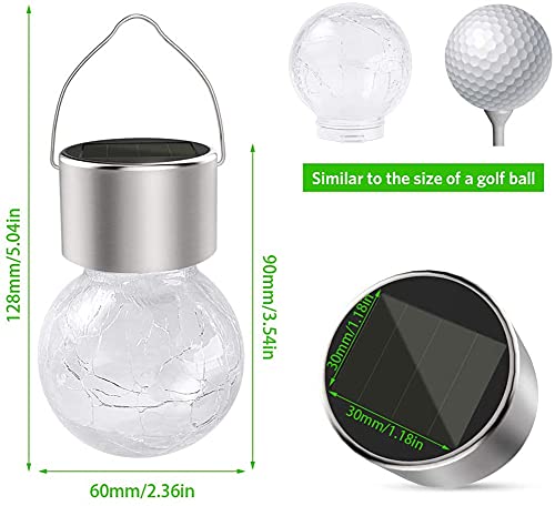 Hanging Solar Lights Outdoor Decorative,Solar Powered Cracked Glass Ball Lights,Waterproof Outdoor Hanging Globe Tree Light With Clip For Garden Patio Path Balcony Backyard, Warm White(1 Bulb) #TOP3