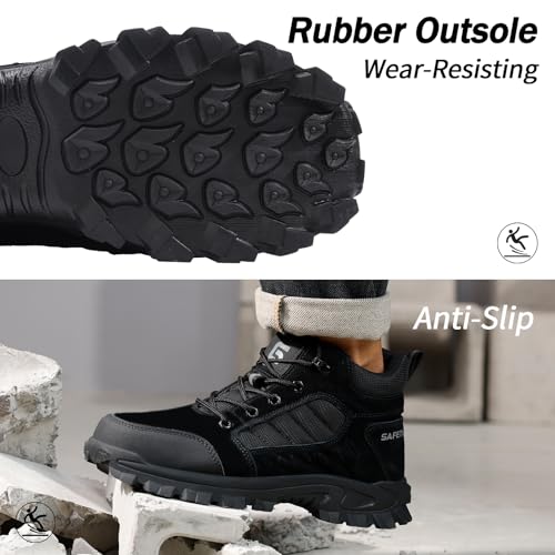 Men’s High Top Water Resistant Steel Toe Work Boots Kevlar Puncture Resistant Safety Boots for Construction & Warehouse Men's Work Utility Shoes