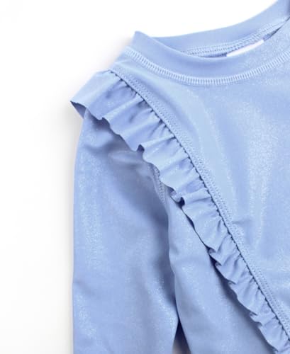 RuffleButts Sparkle Shimmer On Long Sleeve Princess Seam Ruffle Rash Guard 2-Piece - 3T4