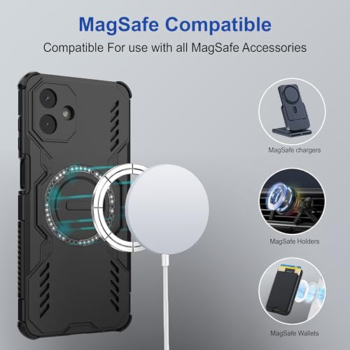 Image of Zapcase Back Case Cover for Samsung Galaxy A06 5G | MagSafe Case with Built-in Metal Ring | Supports MagSafe Charger, Wallet & Car Mount | Shockproof Hybrid PC + TPU | Black