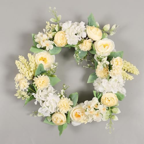 Corona de flores artificiales con luces para decorar rincones oscuros sin mantenimiento 7