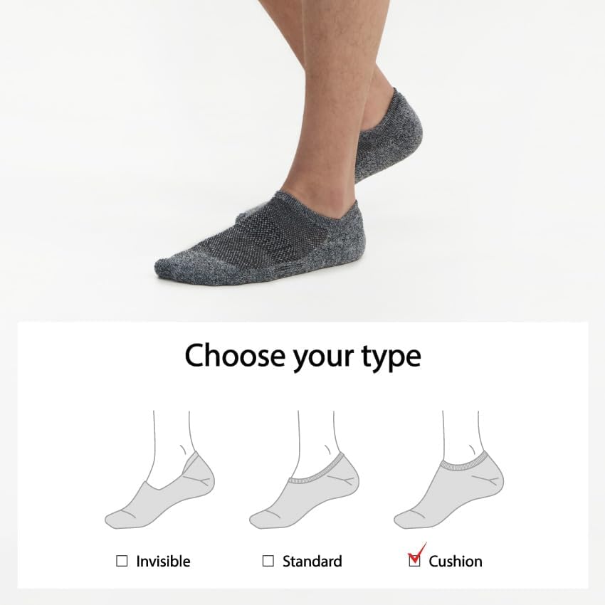 MONFOOT Men's/Women's 5 Pairs Cushion No Show Non slip Socks, Multipack - Image 8