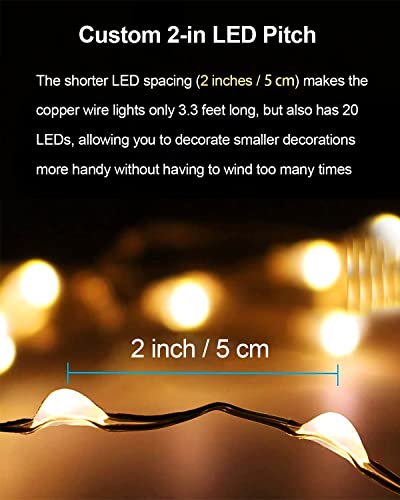 Hobays USKT79-49-198 20 Pack Fairy Lights Battery Operated 3.3Ft 20 Led Mini String Lights Twinkle Lights Copper Wire Firefly Starry Lights For Mason Jars Wedding Party Christmas Centerpiece Table Decorations thumb #6