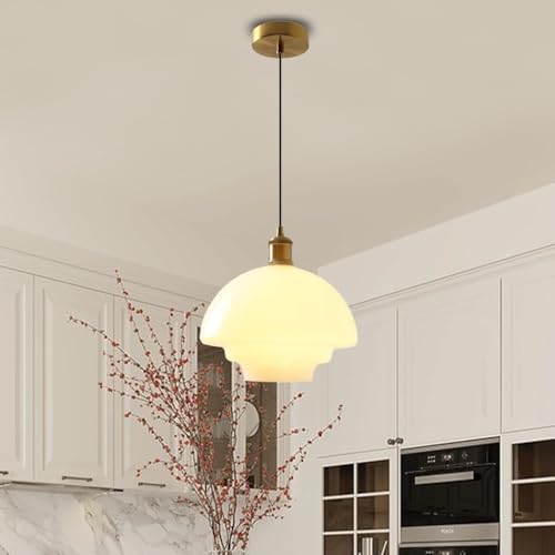 Éclairage en verre blanc style nordique pour table à manger