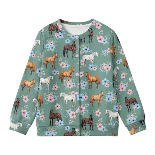 Image of Girls Cardigans Sweater Long Sleeve Crew Neck Button Down Sweaters School Outerwear for Kids Fall Winter Tops