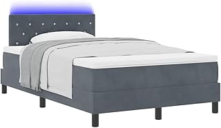 vidaXL LED Boxspringbett mit Matratze Dunkelgrau 120 x 190 cm Samt, Verstellbares Kopfteil, modernes Bettgestell mit LED-Beleuchtung, stylischer Samt, langlebiger Komfort