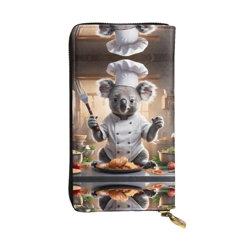 Stylish Koala chef cooking delicious food Printing Leather Wallet - Long Clutch for Women, RDurable Material, 12 Card Slots, Zipper Compartments - Main Image