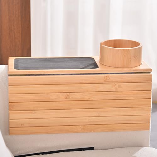 Bandeja de portátil de madera con base antideslizante y brazo ajustable para sofá 7