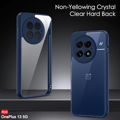 Image of TheGiftKart Hybrid Shockproof Back Cover Case for OnePlus 13 5G | Camera Protection Module | Hard Back Cover Case for OnePlus 13 5G (PC & TPU, Transparent Clear Back, Blue Sides)